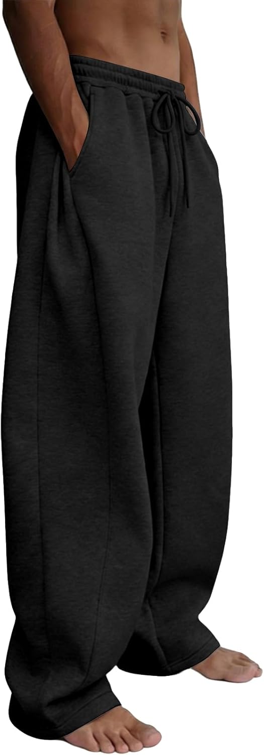 Men’s Heavyweight Fleece Baggy Sweatpants With Pockets