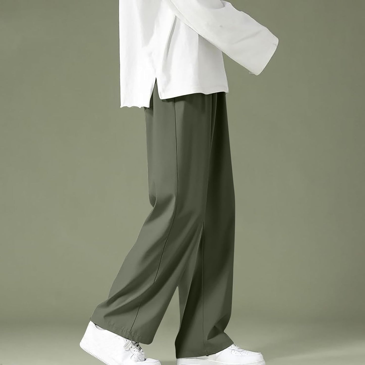 Men's Lightweight Wide Leg Pants Elastic Waist
