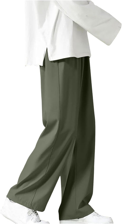 Men's Lightweight Wide Leg Pants Elastic Waist