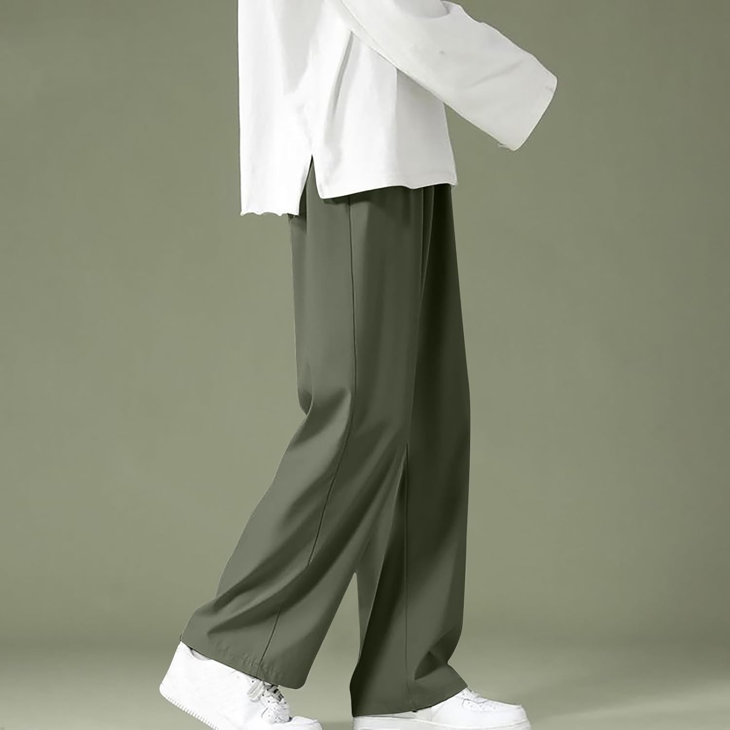Men's Lightweight Wide Leg Pants Elastic Waist